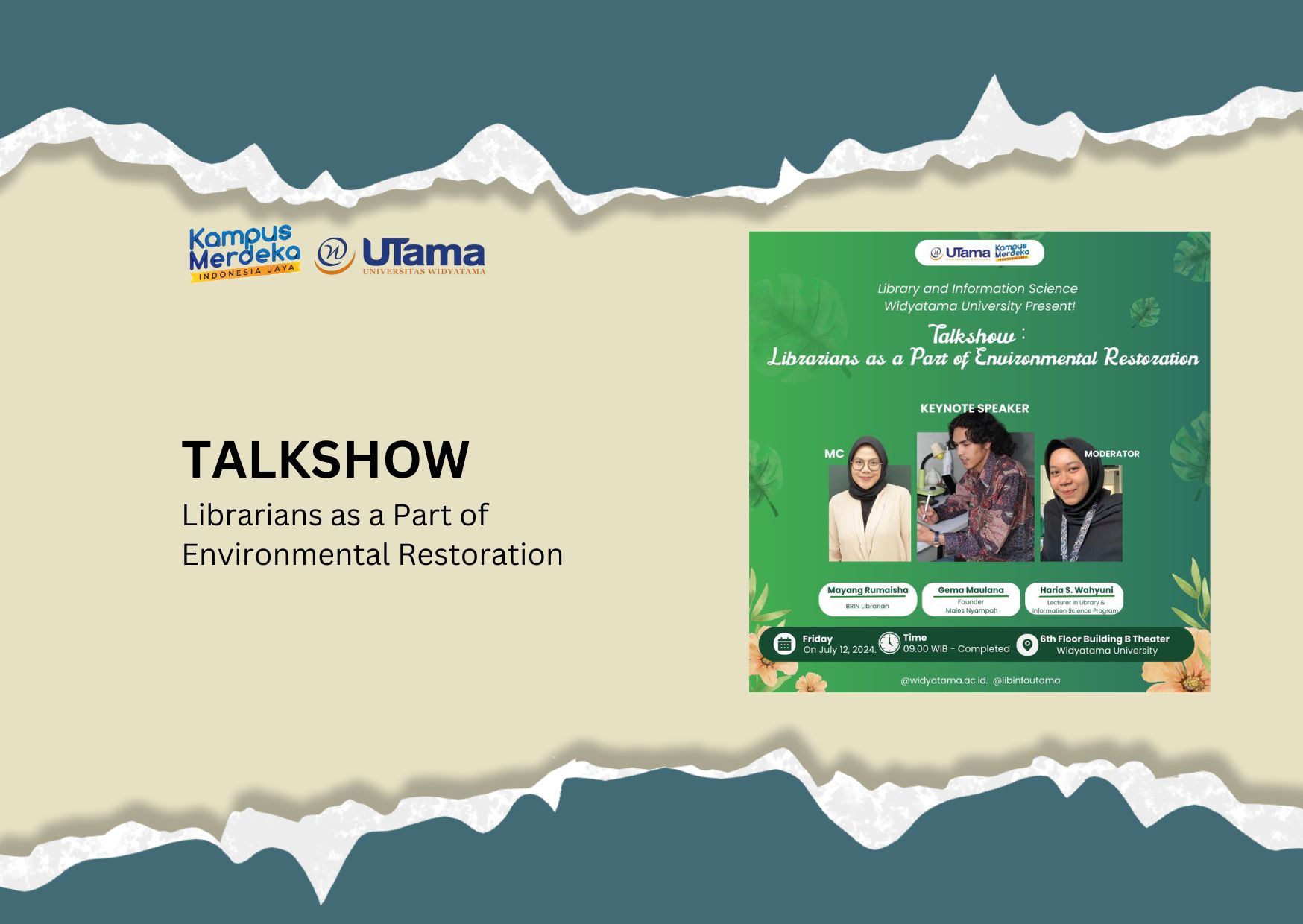 Talkshow: Librarians as a Part of Environmental Restoration